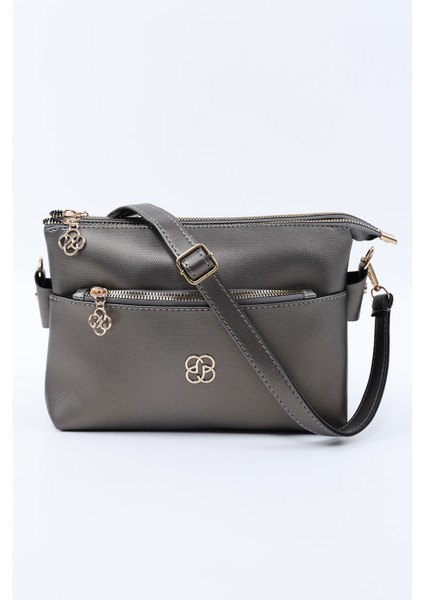 Gümüş SHK226 Suni Deri, Fermuarlı 3 Bölmeli El, Kol ve Omuz Çantası