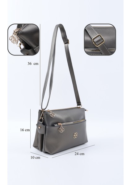 Gümüş SHK226 Suni Deri, Fermuarlı 3 Bölmeli El, Kol ve Omuz Çantası fırsatları