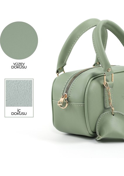 Mint Yeşil SHK207 Suni Deri Charm Detaylı Fermuarlı Ayarlanabilir Askılı El, Kol ve Omuz Çantası U:14 E:24 G:8 cm indirimleri