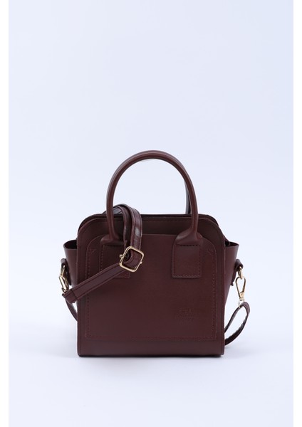 Bordo SHK219 Suni Deri ,fermuarlı, Iki Bölmeli ,ayarlanabilir Askılı, El, Kol ve Omuz Çantası