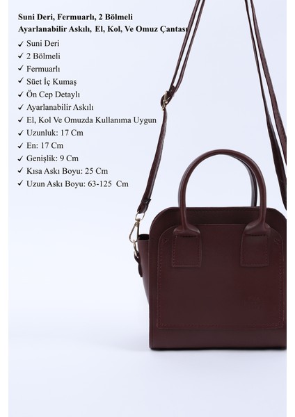Bordo SHK219 Suni Deri ,fermuarlı, Iki Bölmeli ,ayarlanabilir Askılı, El, Kol ve Omuz Çantası modelleri