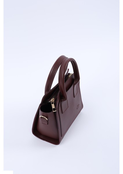 Bordo SHK219 Suni Deri ,fermuarlı, Iki Bölmeli ,ayarlanabilir Askılı, El, Kol ve Omuz Çantası