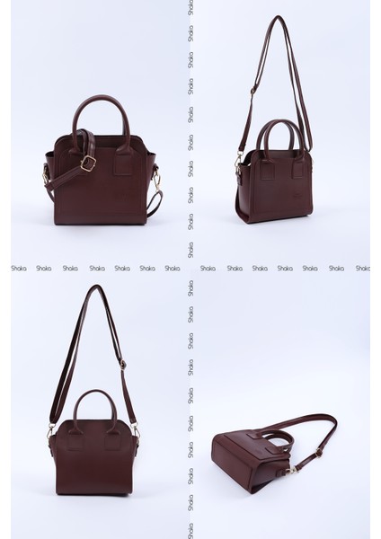 Bordo SHK219 Suni Deri ,fermuarlı, Iki Bölmeli ,ayarlanabilir Askılı, El, Kol ve Omuz Çantası