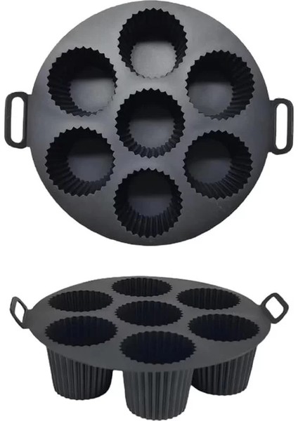 Airfryer Silikon Kek Pişirme Kalıbı 7 Bölmeli, Silikon Cupcake Kek Pişirme Kabı Air