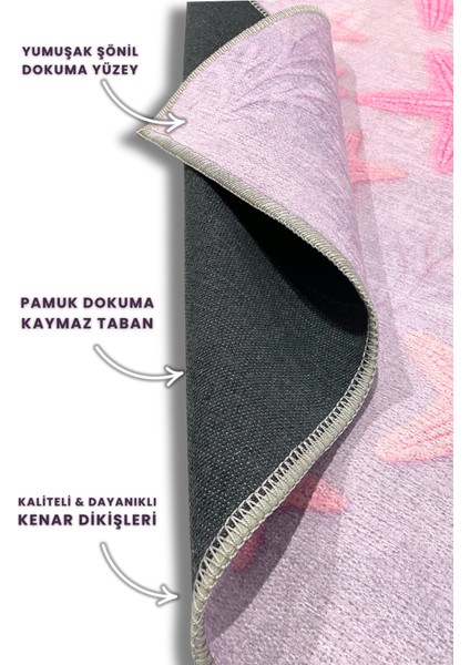 Pembe Deniz Yıldızı Desenli Halı Dijital Baskılı Kaymaz Tabanlı Yıkanabilir Çocuk/bebek Halısı