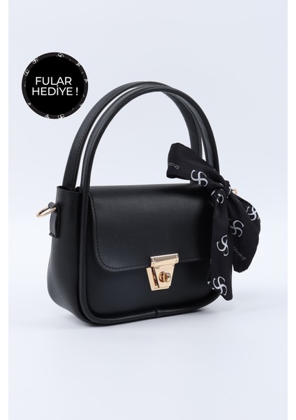 Siyah SHK235 Suni Deri Tek Bölmeli Fular Hediyeli El Kol ve Omuz Çantası fiyatları
