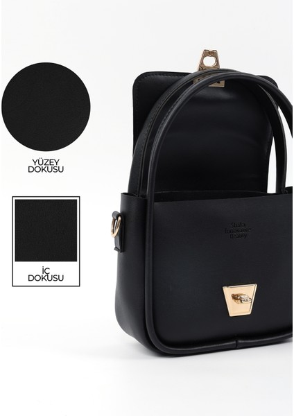 Siyah SHK235 Suni Deri Tek Bölmeli Fular Hediyeli El Kol ve Omuz Çantası indirimleri