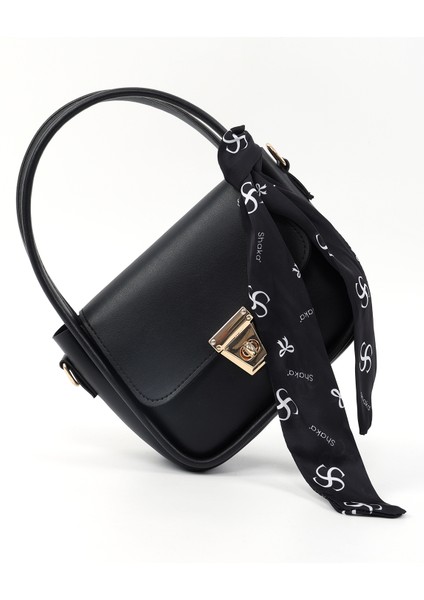 Siyah SHK235 Suni Deri Tek Bölmeli Fular Hediyeli El Kol ve Omuz Çantası