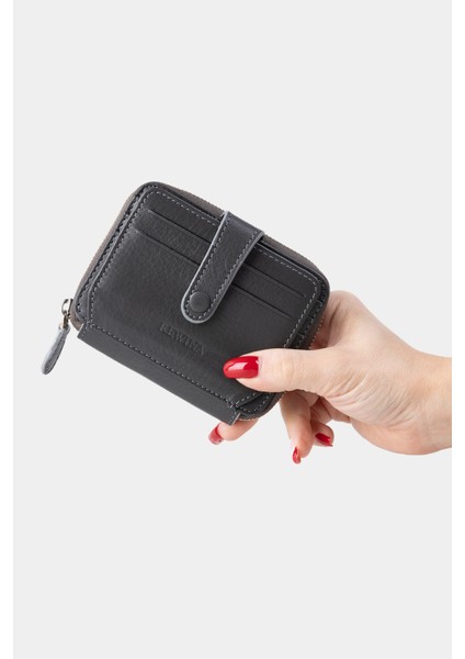 Hakiki Deri Kadın Cüzdan Fermuarlı Kartlıklı Küçük Boy