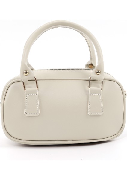 Krem SHK207 Suni Deri Charm Detaylı Fermuarlı Ayarlanabilir Askılı El, Kol ve Omuz Çantası U:14 E:24 G:8 cm modelleri