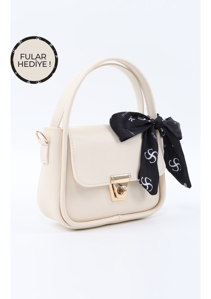 Krem SHK235 Suni Deri Tek Bölmeli Fular Hediyeli El Kol ve Omuz Çantası fiyatları