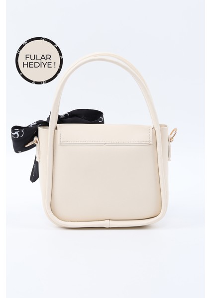 Krem SHK235 Suni Deri Tek Bölmeli Fular Hediyeli El Kol ve Omuz Çantası modelleri