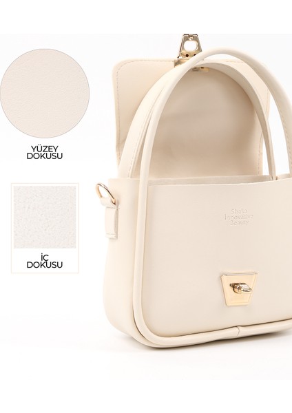 Krem SHK235 Suni Deri Tek Bölmeli Fular Hediyeli El Kol ve Omuz Çantası indirimleri