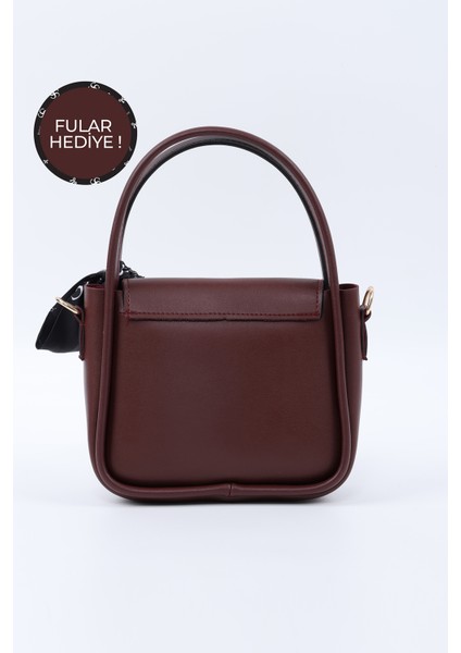 Bordo SHK235 Suni Deri Tek Bölmeli Fular Hediyeli El Kol ve Omuz Çantası modelleri