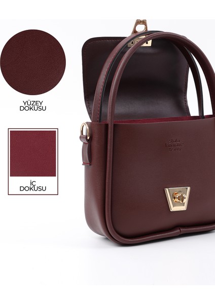 Bordo SHK235 Suni Deri Tek Bölmeli Fular Hediyeli El Kol ve Omuz Çantası indirimleri