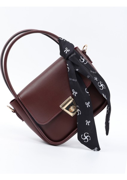 Bordo SHK235 Suni Deri Tek Bölmeli Fular Hediyeli El Kol ve Omuz Çantası