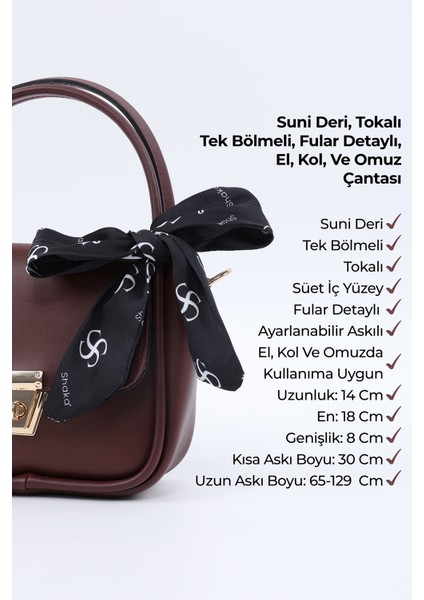 Bordo SHK235 Suni Deri Tek Bölmeli Fular Hediyeli El Kol ve Omuz Çantası