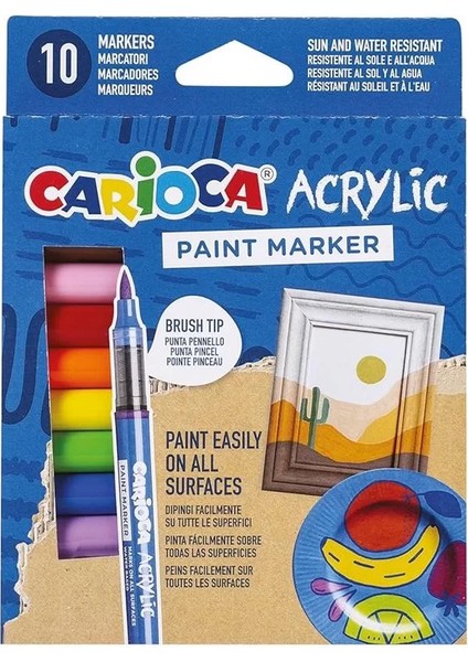 Akrilik Paint Marker Su Bazlı Fırça Uçlu 10'lu