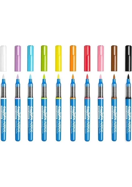 Akrilik Paint Marker Su Bazlı Fırça Uçlu 10'lu fiyatları
