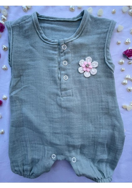 %100 Pamuk Müslin Çiçekli Bebek Tulum & Yazlık Müslin Romper
