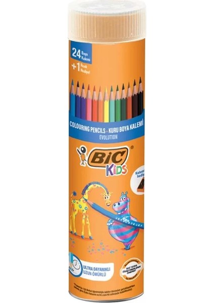 Kids Evolution Kuru Boya Kalemi 25'li Metal Tüp , Kıymık Oluşturmaz, Çiğnemeye Karşı Dayanıklı