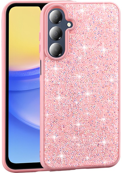 Galaxy A16 Kılıf Parlak Taşlı Tasarım Cppl Pırlanta Kapak - Pembe