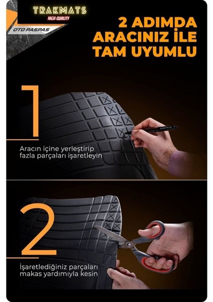 Hyundai Era 2006-2007-2008-2009-2010-2011-2012 Kesilebilir, Evrensel, Yumuşak, Orjinal Oto Paspas Siyah, Kauçuk/pvc Araba Paspası