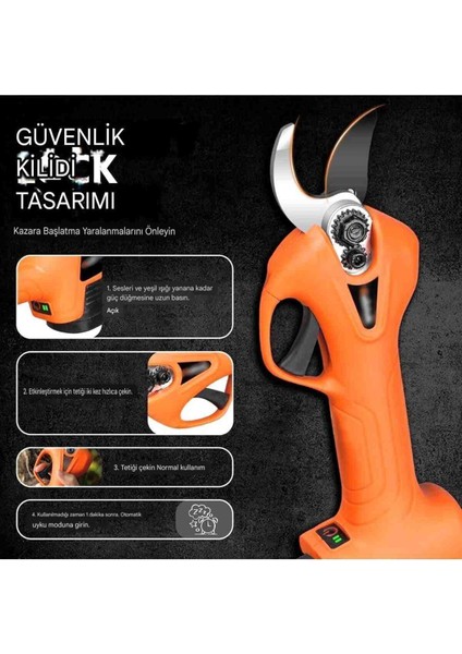 İyisi Yok 24V Budama Makası Bataryalı Akü Dal Kesici 2 Adet Yedek Lityum Pil ile 2000MAH 25MM Genişlik fırsatları