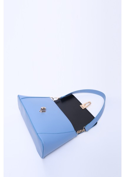 Mavi SHK153 Suni Deri Kilit Detaylı Standart Askılı Tek Bölmeli El, Kol ve Omuz Çantası U:15 E:29 G:9 cm