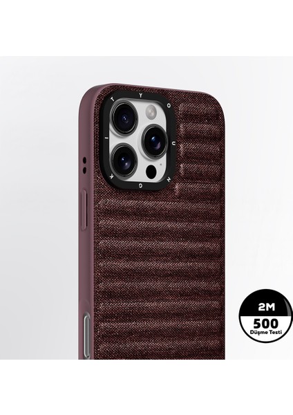iPhone 16 Pro Max Uyumlu Kılıf M-Safe Şarj Özellikli Youngkit Canvas Serisi Kapak Mürdüm modelleri