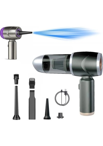 Enshal Yeni Çantalı Araç Içi Mini Şarjlı Süpürge 12000 Pa Ev Ofis Fırçasız Motor 3ın1 Güçlü Emiş