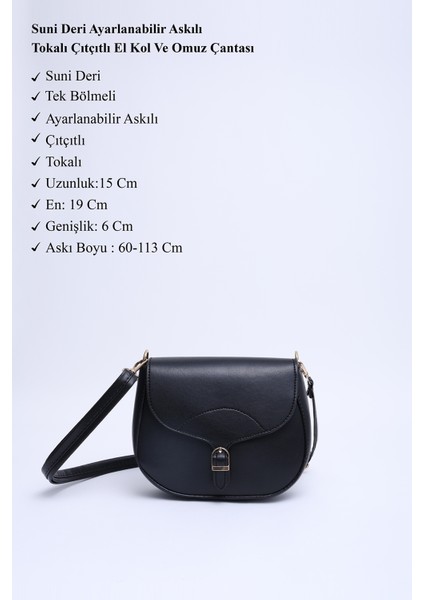 Siyah SHK17 Suni Deri, Tek Bölmeli, Çıtçıt Kapama, Ayarlanabilir Askılı,el, Kol ve Omuz Çantası modelleri