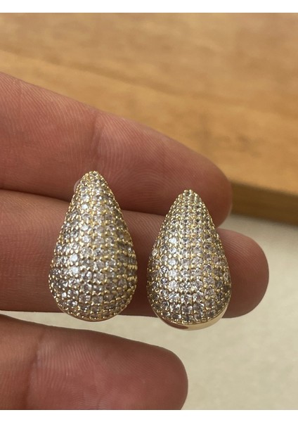 Pırlanta Modeli Şık Tasarım Abiye Küpe