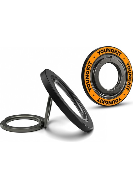 Parmak Ring Stand Magnetik 360 Derece Dönebilen Double Ring Serisi Turuncu