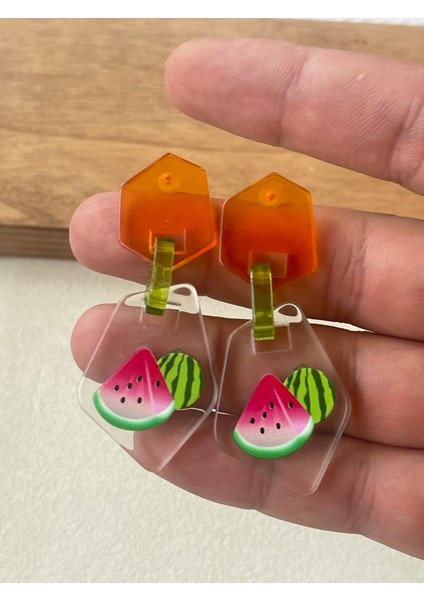 Karpuz Desenli Şık Tasarım Sallantılı Küpe fiyatları