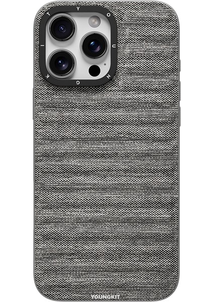 iPhone 16 Pro Uyumlu Kılıf M-Safe Şarj Özellikli Youngkit Canvas Serisi Kapak Gri fiyatları