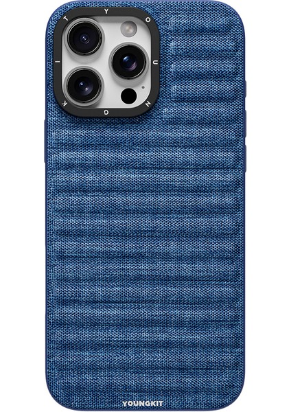 iPhone 16 Pro Max Uyumlu Kılıf M-Safe Şarj Özellikli Youngkit Canvas Serisi Kapak Mavi fiyatları