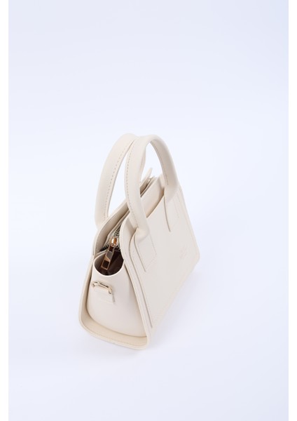 Krem SHK219 Suni Deri ,fermuarlı, Iki Bölmeli ,ayarlanabilir Askılı, El, Kol ve Omuz Çantası