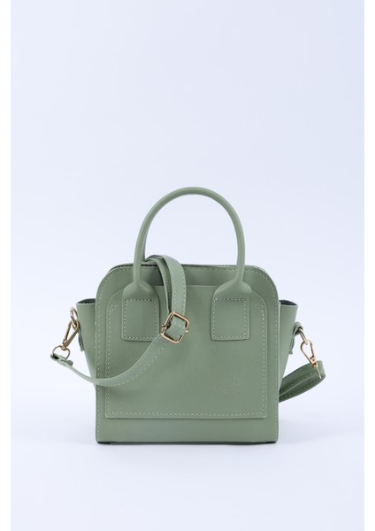 Mint Yeşil SHK219 Suni Deri ,fermuarlı, Iki Bölmeli ,ayarlanabilir Askılı, El, Kol ve Omuz Çantası