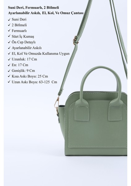 Mint Yeşil SHK219 Suni Deri ,fermuarlı, Iki Bölmeli ,ayarlanabilir Askılı, El, Kol ve Omuz Çantası modelleri