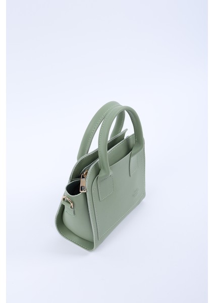 Mint Yeşil SHK219 Suni Deri ,fermuarlı, Iki Bölmeli ,ayarlanabilir Askılı, El, Kol ve Omuz Çantası