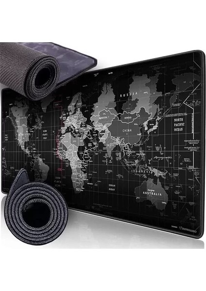 90X40 Büyük Boy Xxl Dünya Desenli Mouse Pad Kauçuk Alt Taban, Yumuşak Kumaş Oyuncu
