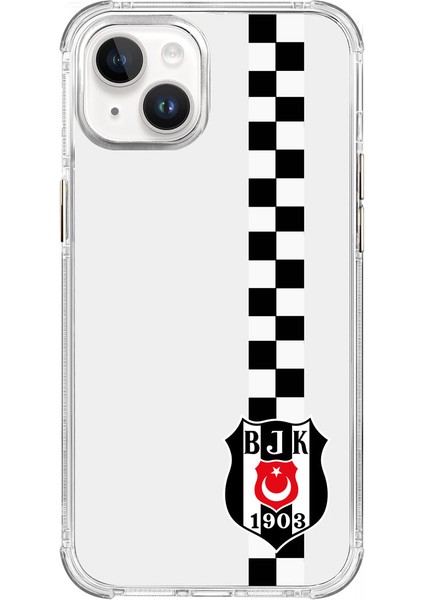iPhone 12 Uyumlu Beşiktaş Dama Şerit Arma Şeffaf Lisanslı Telefon Kılıfı