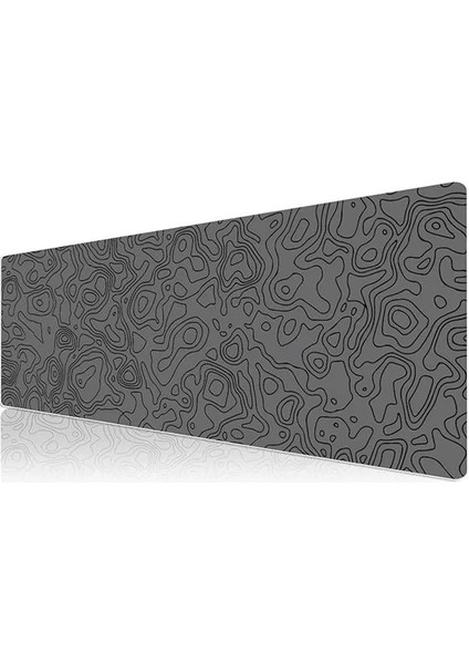 Pro - 10 Farklı Model Dikişli Kenar 90X40 cm Oyuncu Gaming Mouse Pad (Dark Grey Map Lines