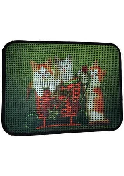 Elekli Desenli Tuvalet Önü Paspası 60 x 45 cm Yavru Kediler