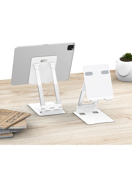 RHO-M08 Telefon ve Tablet Standı Ayarlanabilir Katlanabilir 90 Derece Dönebilen Beyaz modelleri