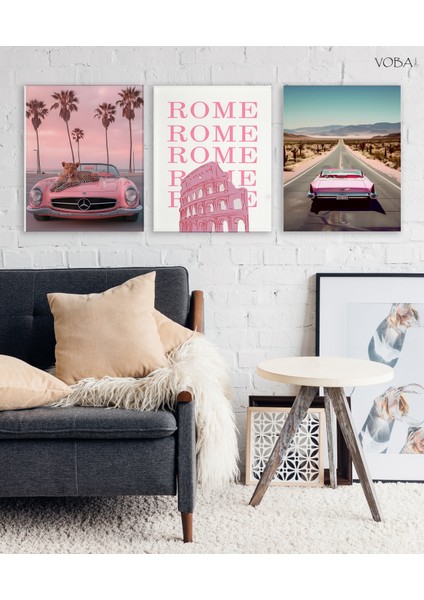 3 Parçalı Araba Temalı Mdf Tablo