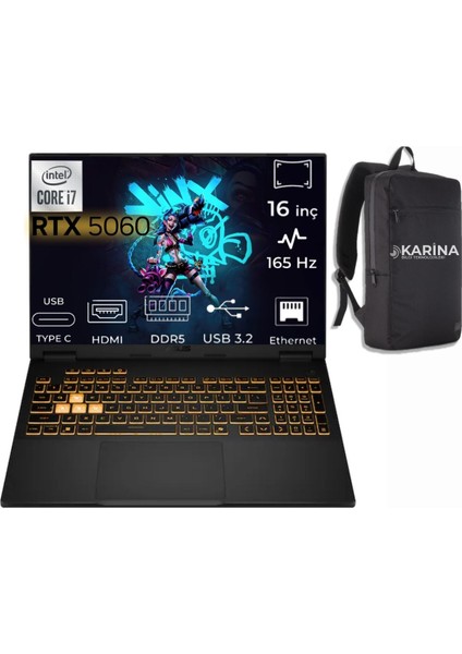 Tuf Gaming F16 I7-14650HX FX608JMR-RV024-005 96GB 1tb RTX5060 Freedos 16" Taşınabilir Bilgisayar fiyatları