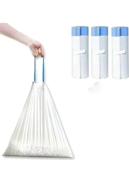 Akıllı Tuvaleti Büzgülü Çöp Poşeti 3lü Seti (3 x 15 Adet, 46 x 50 Mm)