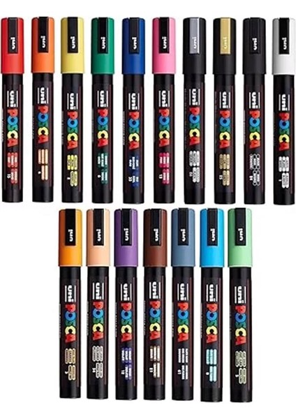 Uni- Pc-5m – 17 Adet – Su Bazlı Pigment Mürekkep Marker – Uç 2,5 mm fiyatları